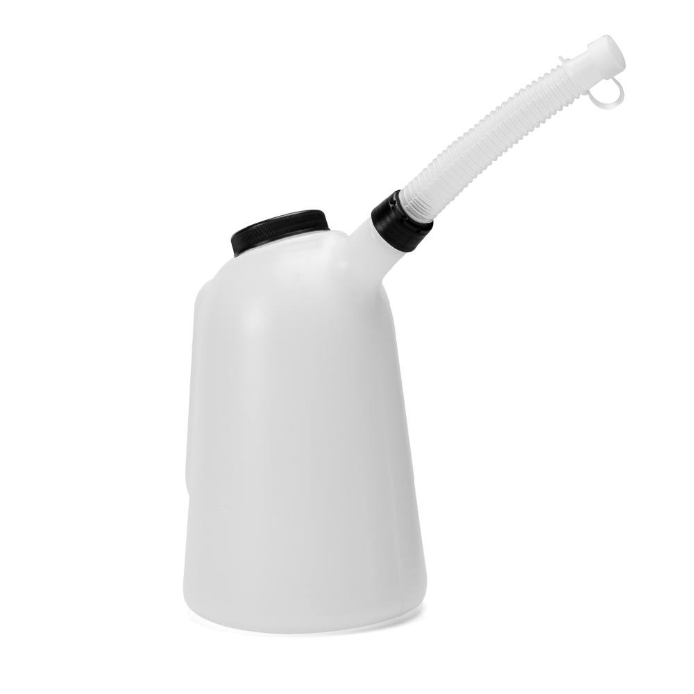 Plastic JERRY FUEL CAN 5L White with Red/Black Cap