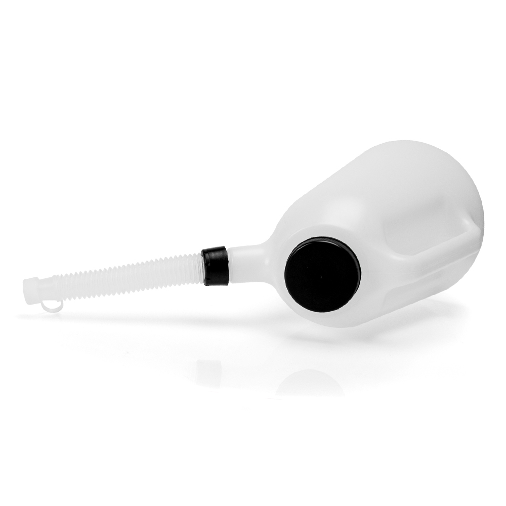 Plastic JERRY FUEL CAN 5L White with Red/Black Cap