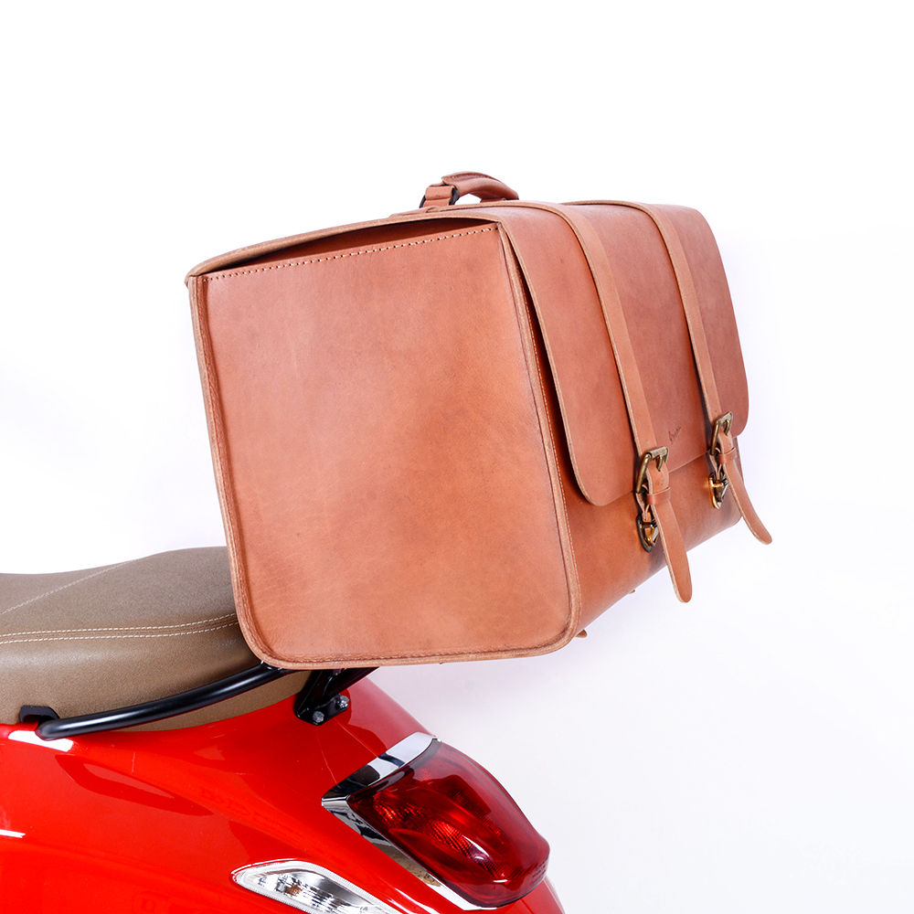  Vespa Brown Leather Top Bag Big Size