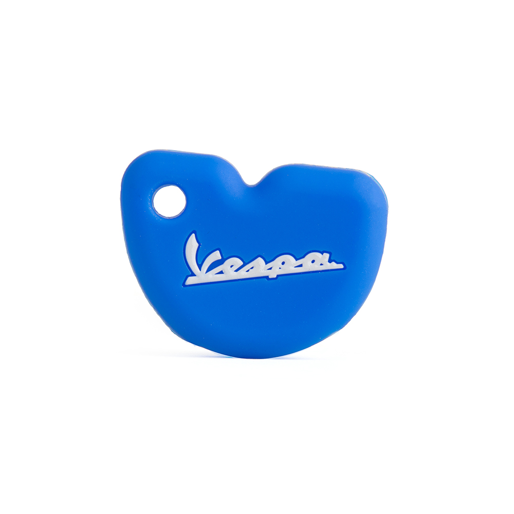 Vespa Parts White Silicone Key Case on Blue Background