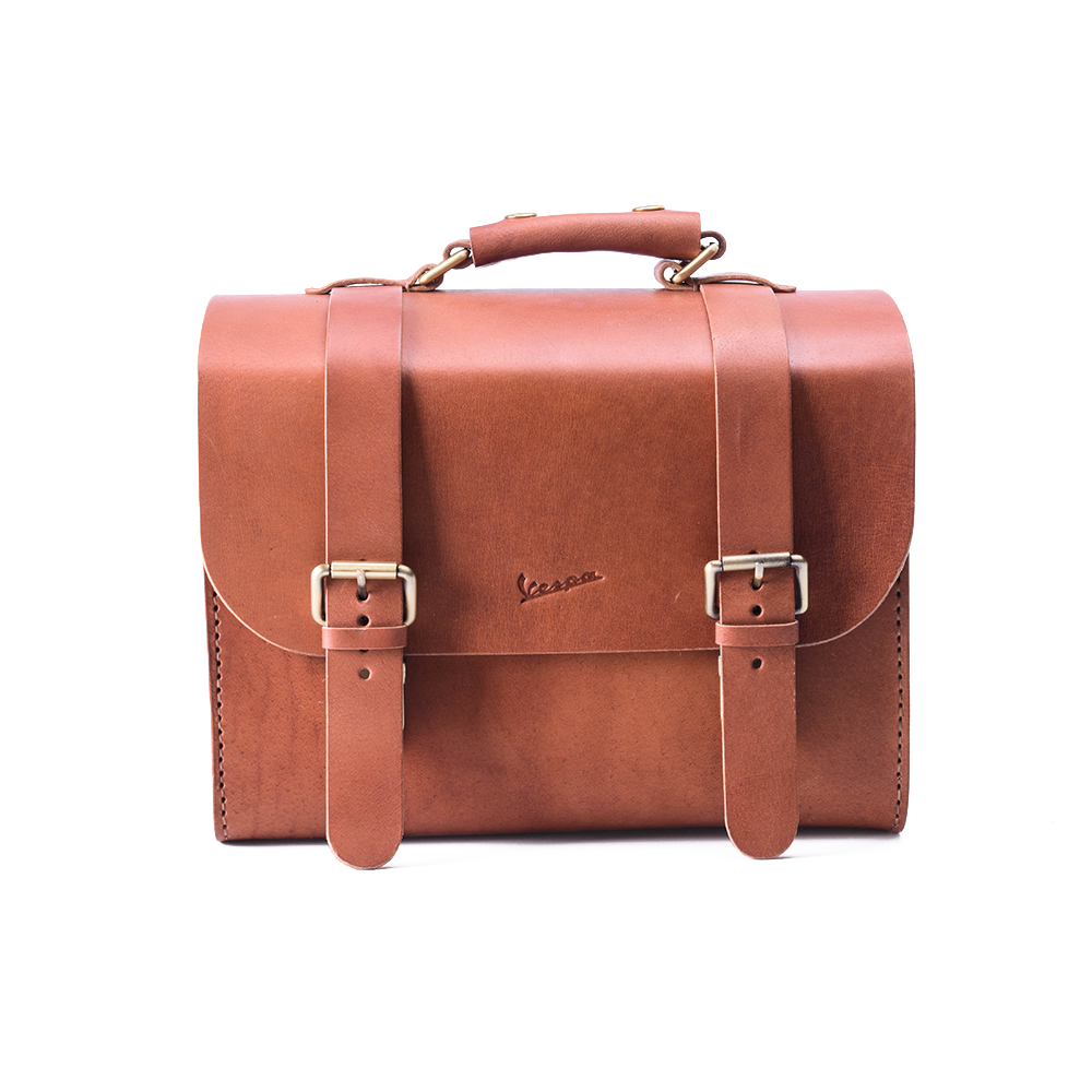  High Quality Handwork Scooter Leather Classic Soft Top Box Luggage Storage Bag