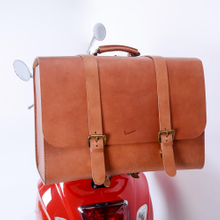  Vespa Brown Leather Top Bag Big Size